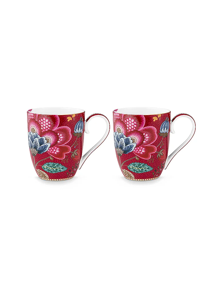 PIP STUDIO Tazas con asa, 2 piezas. BLOOMING TALES 2x450ml Fantasy Rojo Oscuro rojo oscuro